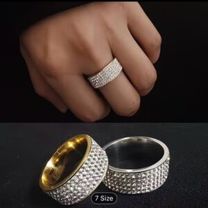Elegant 18K Gold Plated Silver Stainless Steel Rhinestone Women's Ring